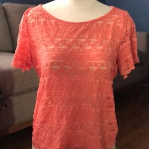 Laced top size L, orange, coral color